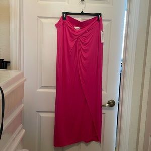 Hot Pink Maxi Skirt. Super soft w/ details at waist. Size XL NWT by Bisou Bisou